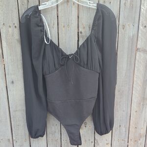 Lulu's Black Long Sleeve Bodysuit